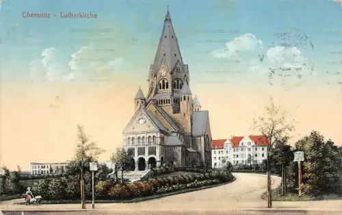 Chemnitz Sachsen Lutherkirche AK 1915