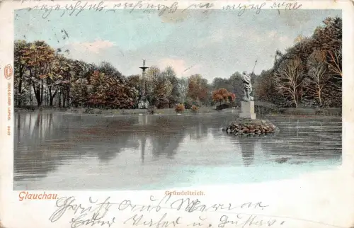 Gründelteich in Glauchau Sachsen Postkarte AK 1902