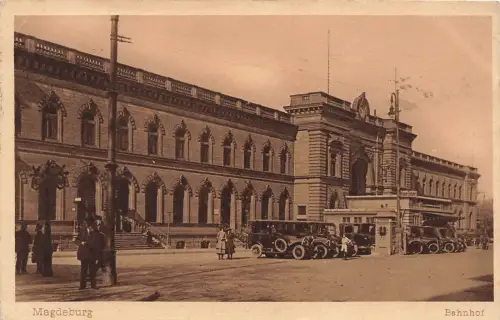 Ansicht Bahnhof in Magdeburg Sachsen-Anhalt Postkarte AK 1927