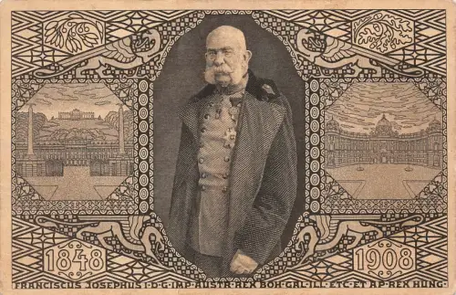 Portrait von Kaiser Franz Joseph Jubiläums-Karte Patriotika Postkarte AK