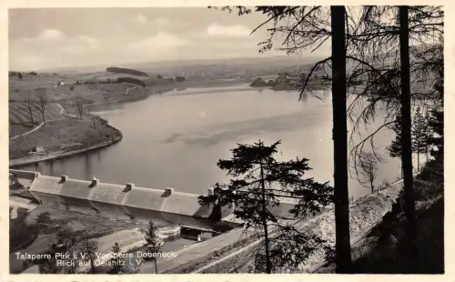 Talsperre Pirk i. V. Vorsperre Dobeneck Blick auf Oelsnitz Postkarte AK 1941