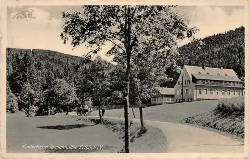 Kinderheim bei Tannenmühle Erlbach Vogtland Sachsen Postkarte AK 1938