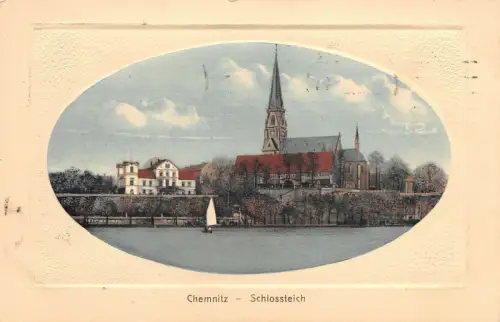 Chemnitz Schlossteich Postkarte 1912