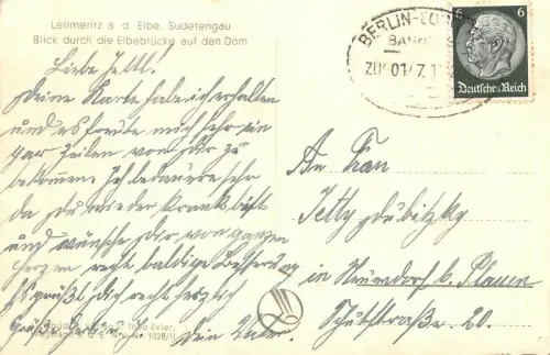 Leitmeritz a. d. Elbe Sudetengau Elbebrücke Dom AK 1910