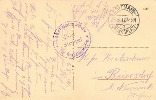 Königl. Kommandantur Truppen-Übungsplatz Zeithain Postkarte 1917