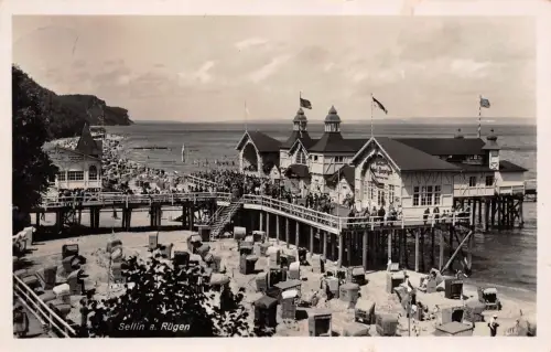 Sellin a. Rügen Ansicht Strand Postkarte AK 1936
