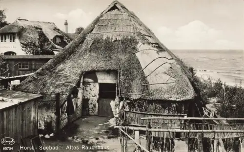 Altes Rauchhaus in Seebad Horst Niechorze Pommern Postkarte AK 1932