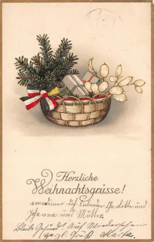 Herzliche Weihnachtsgrüße ! Patriotika Postkarte AK 1916