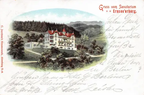 Gruss vom Sanatorium Gera Ernsee Thüringen Postkarte AK 1903