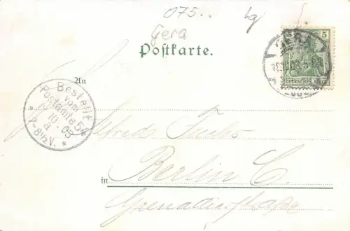 Gruss vom Sanatorium Gera Ernsee Thüringen Postkarte AK 1903