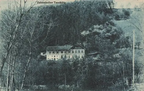 Ansicht Felsenkeller Tauchlitz bei Crossen Elster Thüringen Postkarte AK