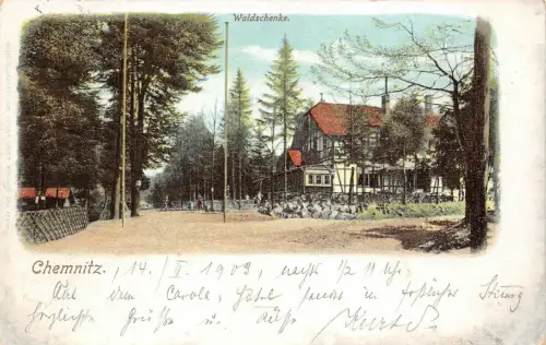 Sommerfrische und Waldschenke in Chemnitz Sachsen Postkarte AK 1903