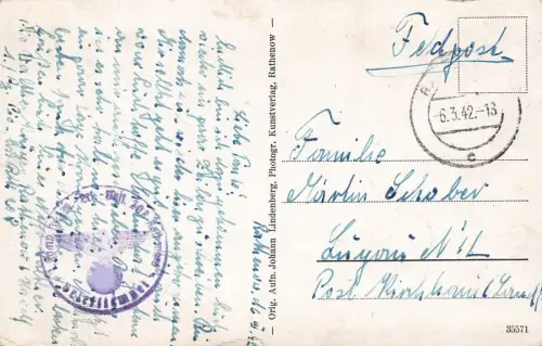 Ansicht Jahn-Schule in Rathenow Brandenburg Postkarte AK 1942