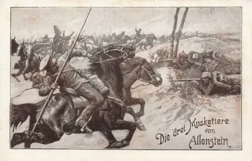 Die drei Musketiere von Allenstein Der Weltkrieg Patriotika Postkarte AK