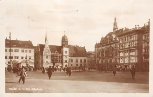 Halle a. S. Marktplatz Postkarte 1928