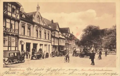 Am Mathildenbrunnen Quedlinburg Sachsen-Anhalt Postkarte AK 1928