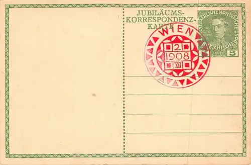 Jubiläumskarte mit Portrait Kaiser Franz Joseph Patriotika Postkarte AK 1908