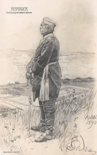 Zeichnung von Bismarck Anton von Werner Rotkreuz Patriotika Postkarte AK