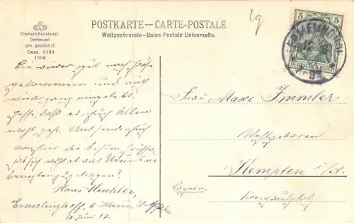 Hamm i. W. Ansicht Straßenbahn Postkarte AK 1907