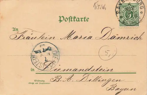 Gruss aus Ravensburg Den Glücksgott selbst send ich Dir zu Kitsch Postkarte 1899