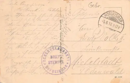 Hofgeismar Kaserne der I. II. III. IV. V. Eskadron Feldpost AK 1918