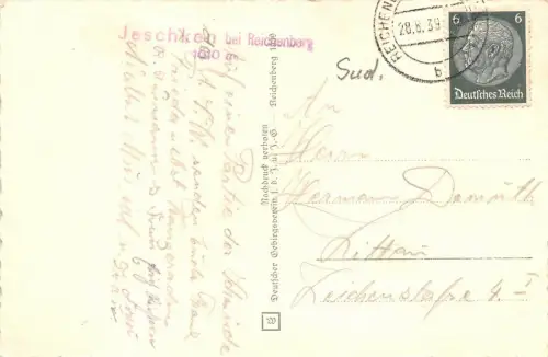Jeschkenhaus (1010m) bei Reichenberg Postkarte 1939