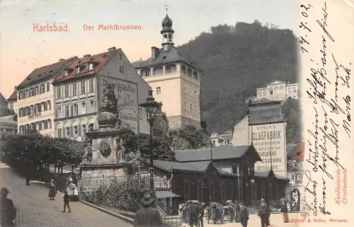 Karlsbad (Karlovy Vary) Der Marktbrunnen Böhmen Postkarte AK 1902