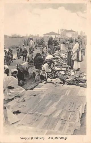 Skopje (Ueskueb) Am Markttage Postkarte