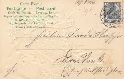 Ein fröhliches Neujahr 1904 Englein ziehen heut mit Macht Glocke Postkarte 1903