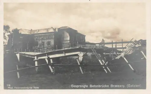 Gesprengte Betonbrücke Brzezany Galizien Ukraine Patriotika AK