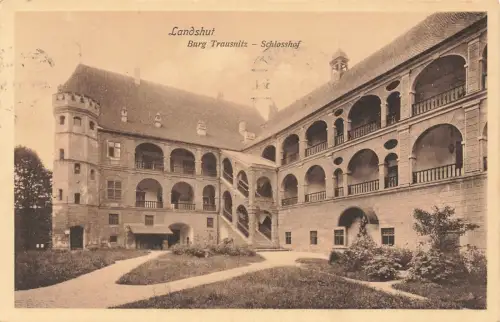 Schlosshof Burg Trausnitz in Landshut Bayern Postkarte AK 1913