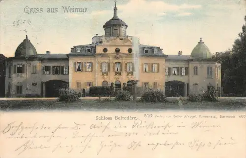 Gruss aus Weimar Schloss Belvedere Postkarte AK 1902