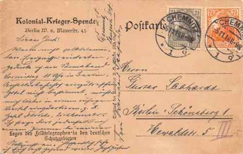 Legen des Feldtelegraphen in den deutschen Schutzgebieten Patriotika AK 1918