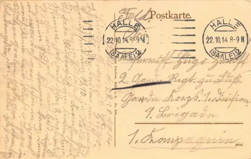 Markt mit altem und neuen Rathaus Halle an der Saale Sachsen-Anhalt AK 1914