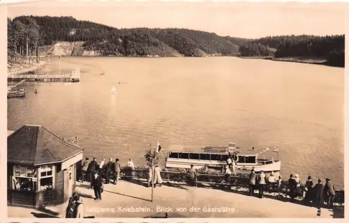 Blick von der Gaststätte auf Talsperre Kriebstein Sachsen Postkarte AK 1933
