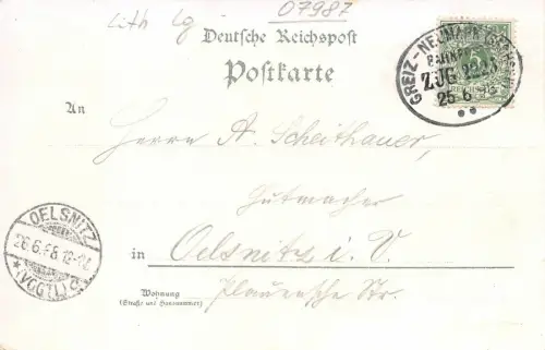 Gruss vom Waldhaus bei Greiz i./V. Fürstl. Jagdschloss Litho AK 1898