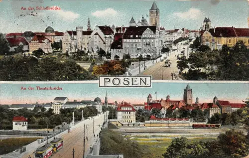 Posen An der Schloßbrücke Theaterbrücke Feldpostkarte AK 1915