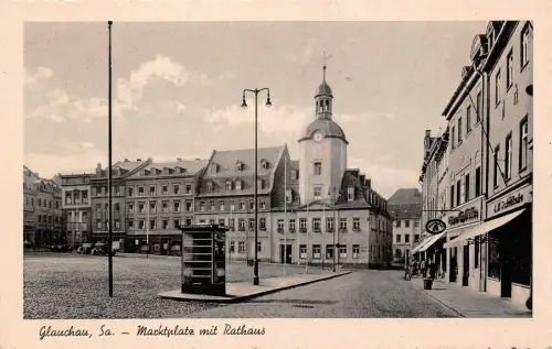 Marktplatz mit Rathaus Glauchau Sachsen Postkarte