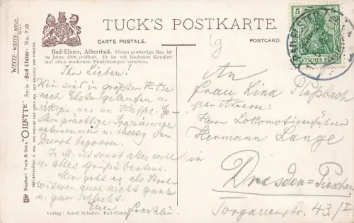 Bad-Elster Albertbad Postkarte AK 1910