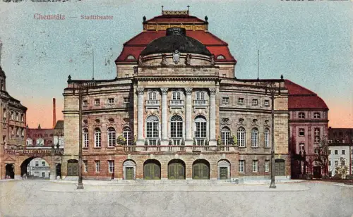 Chemnitz Sachsen Stadttheater Postkarte 1923