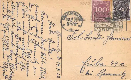 Chemnitz Sachsen Stadttheater Postkarte 1923