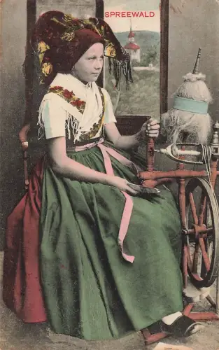Mädchen mit Tracht Spreewald Brandenburg Postkarte AK 1914