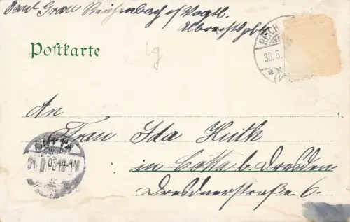 Reichenbach i. V. Wilhelmstrasse Laterne Postkarte AK 1903