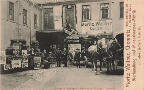 Moritz Walther Chemnitz Bierhandlung und Mineralwasser-Fabrik Postkarte AK