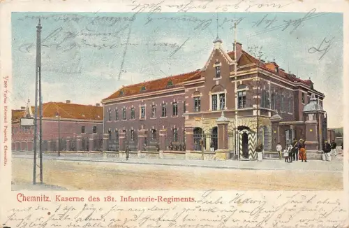 Chemnitz Kaserne des 181. Infanterie-Regiments Postkarte AK 1906