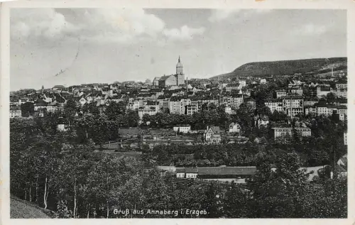 Gruß aus Annaberg mit Stadtansicht Erzgebirge Sachsen Postkarte AK 1941
