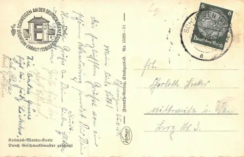 Weintor Schweigen Flaggenturm Marktplatz Innenhof Postkarte AK