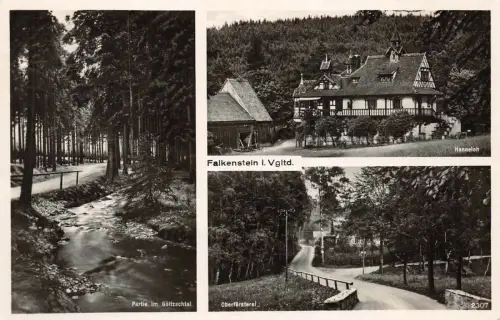 Partie im Göltzschtal Falkenstein Vogtland Sachsen Postkarte AK