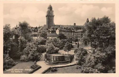 Plauen Lohmühlen-Anlage Rathaus Fotokarte 1940
