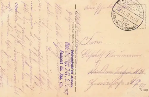 Erinnerung an das 2 Jährige Bestehen der 53. Reserve Division Sachsen AK 1916